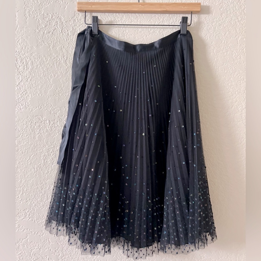 🥳Express🥳 Back Pleated Sequin Mini Skirt. Size 3/4 - Picture 3 of 7